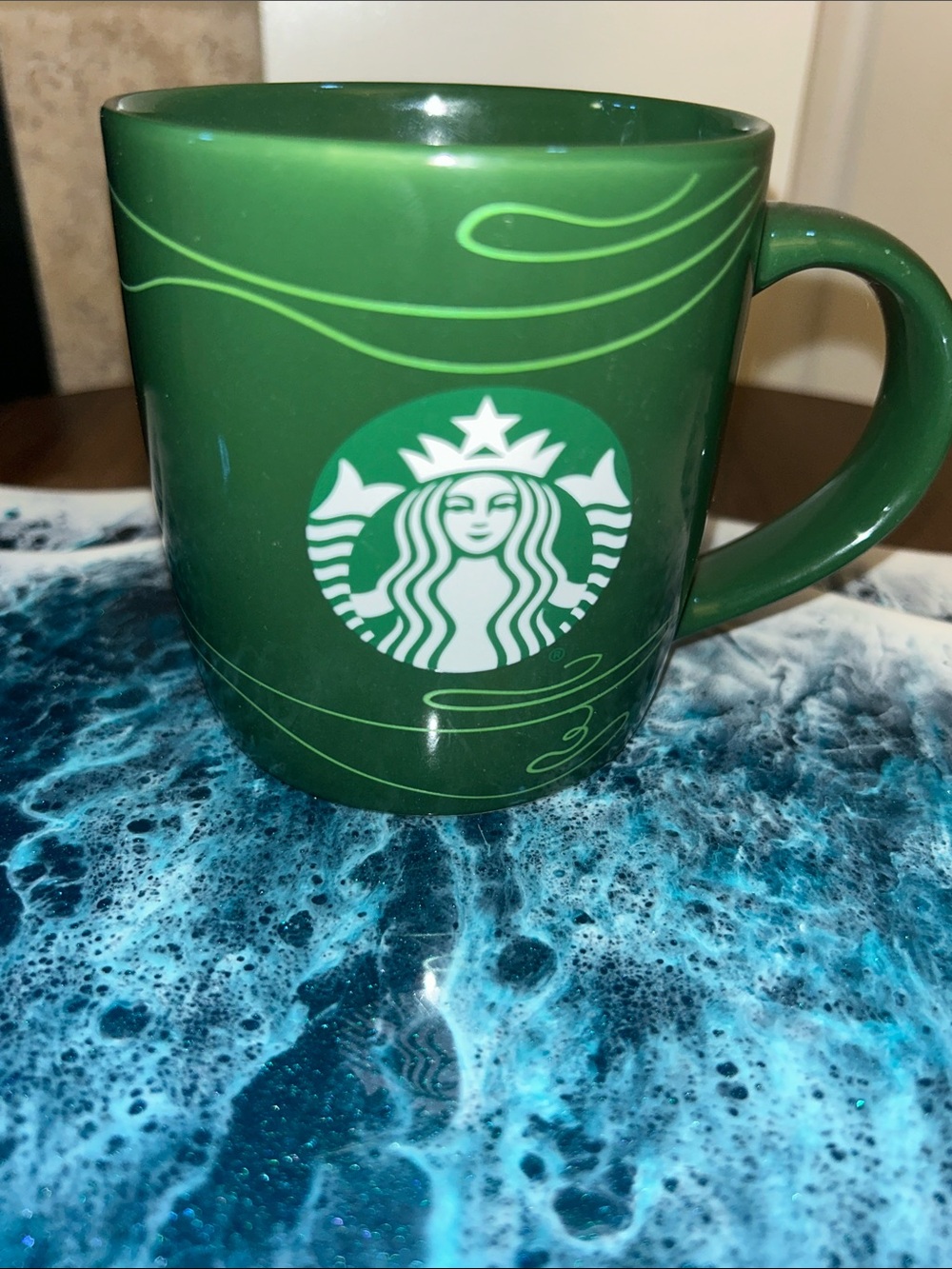 Starbucks 12 oz Green Swirl Ceramic Mug 2020 Siren Mermaid Logo